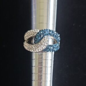 JCM Malaysia Dazzling Silver and Blue Crystal Ring